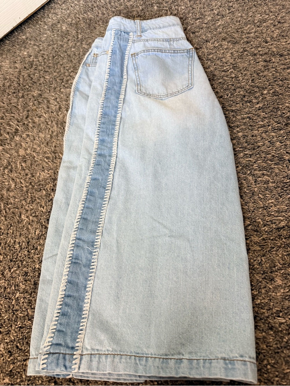 Indigo Rein Light Blue Two-Tone Cropped Wide Leg Jeans with Side Panel